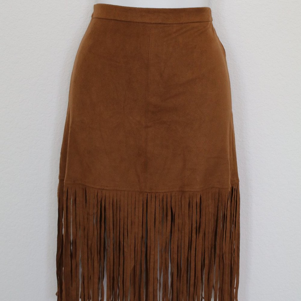 FOREVER 21 FRINGE Suede MINI SKIRT Dance - XS - NWT